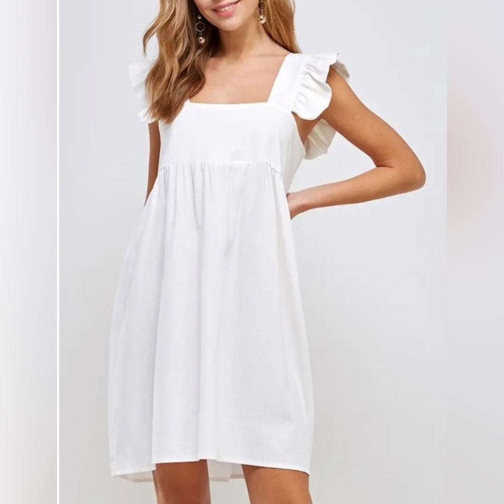 Off white Ruffle mini dress